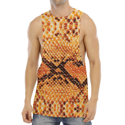 Orange Snakeskin Print Men's Muscle Tank Top