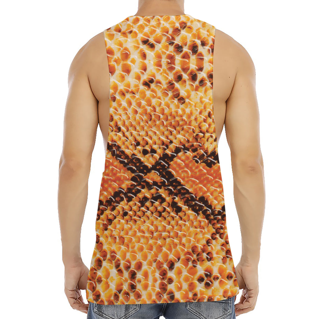 Orange Snakeskin Print Men's Muscle Tank Top