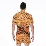 Orange Snakeskin Print Men's Rompers