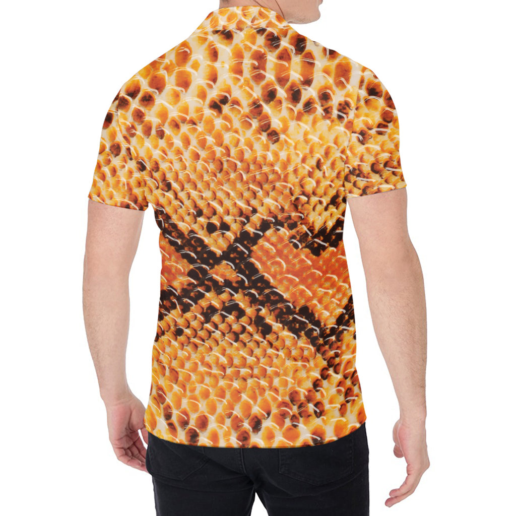 Orange Snakeskin Print Men's Shirt
