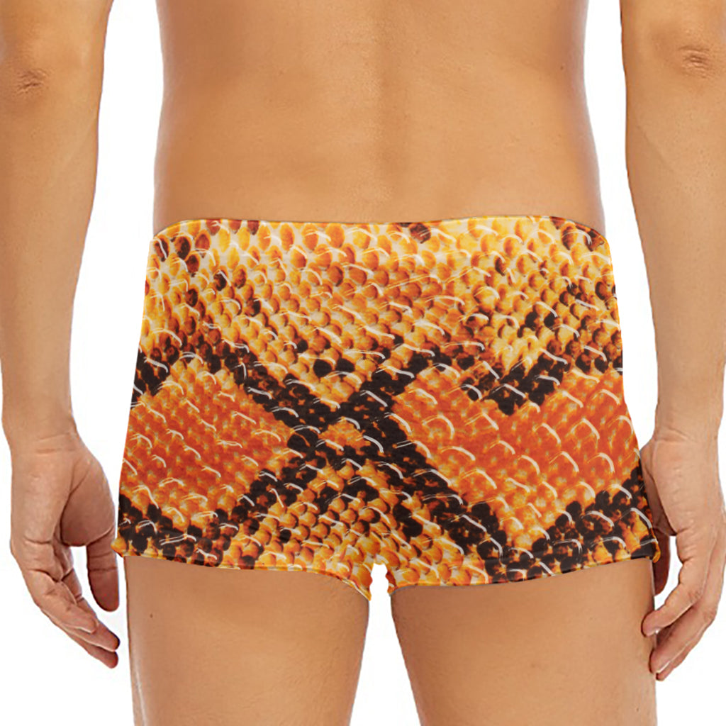 Orange Snakeskin Print Men's Short Boxer Briefs