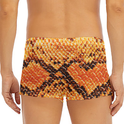 Orange Snakeskin Print Men's Short Boxer Briefs