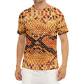 Orange Snakeskin Print Men's Short Sleeve Rash Guard