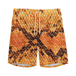 Orange Snakeskin Print Men's Sports Shorts