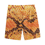 Orange Snakeskin Print Men's Sports Shorts