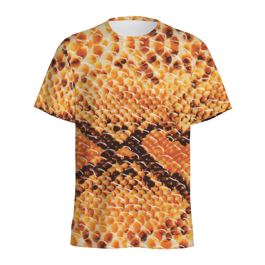 Orange Snakeskin Print Men's Sports T-Shirt