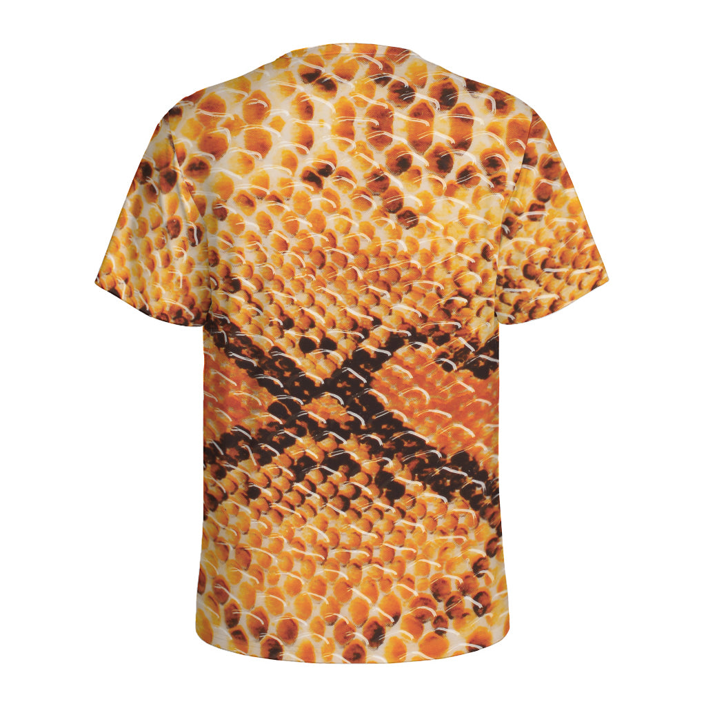 Orange Snakeskin Print Men's Sports T-Shirt