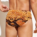 Orange Snakeskin Print Men's Swim Briefs