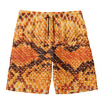 Orange Snakeskin Print Men's Swim Trunks