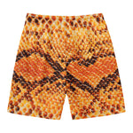 Orange Snakeskin Print Men's Swim Trunks