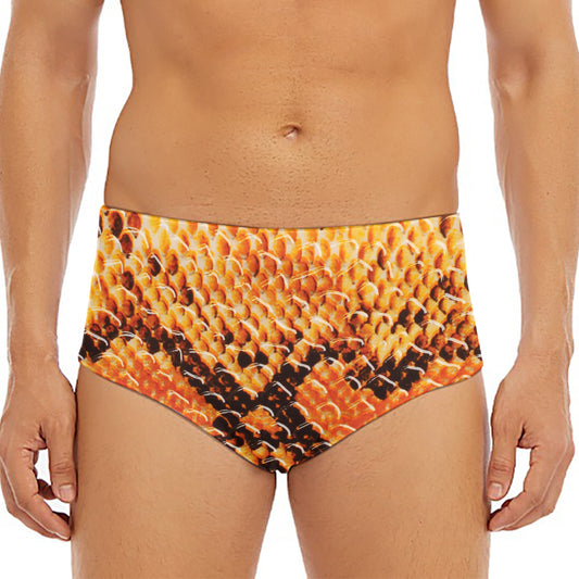 Orange Snakeskin Print Men's Triangle Swim Briefs