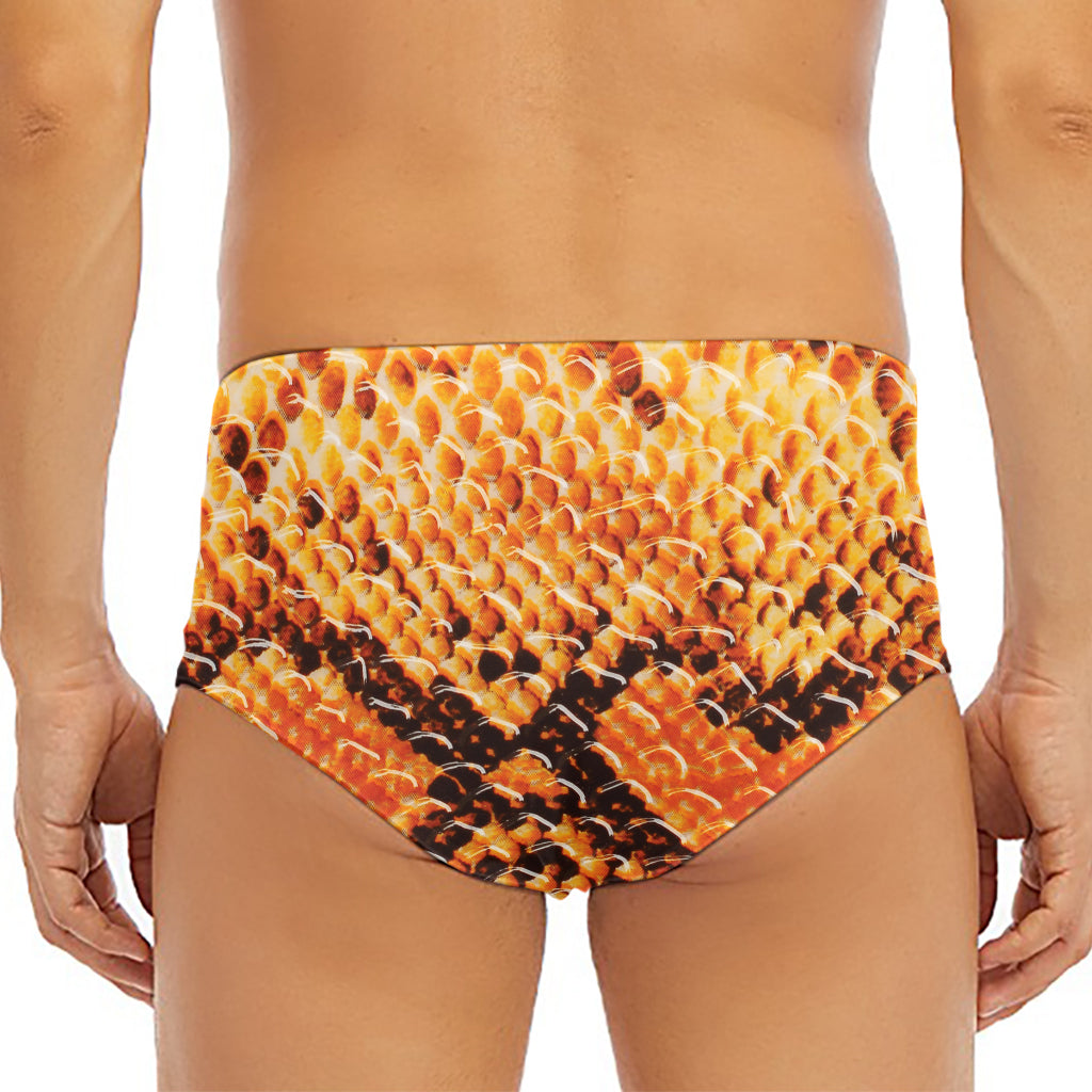 Orange Snakeskin Print Men's Triangle Swim Briefs