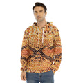 Orange Snakeskin Print Men's Velvet Pullover Hoodie