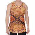 Orange Snakeskin Print Men's Velvet Tank Top