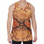 Orange Snakeskin Print Men's Velvet Tank Top