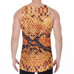 Orange Snakeskin Print Men's Velvet Tank Top