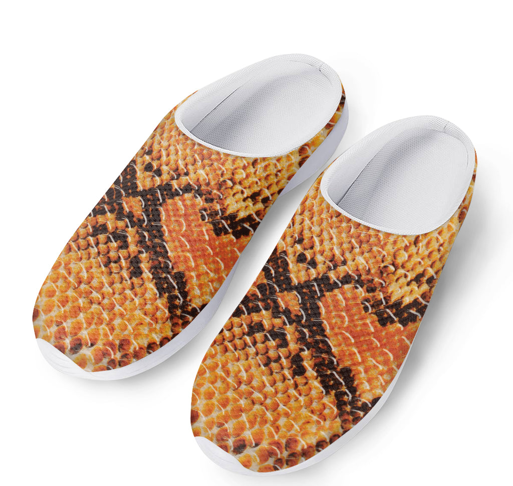 Orange Snakeskin Print Mesh Casual Shoes