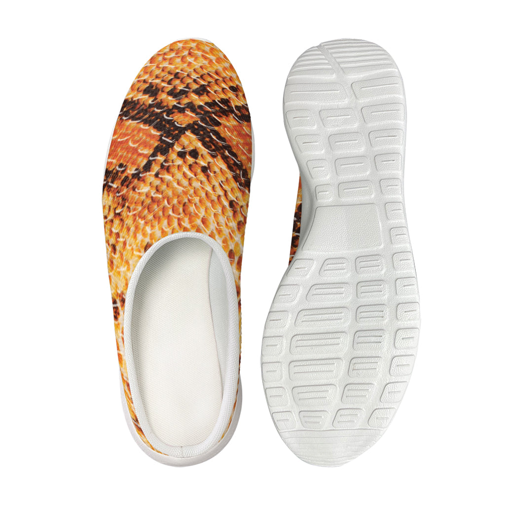 Orange Snakeskin Print Mesh Casual Shoes