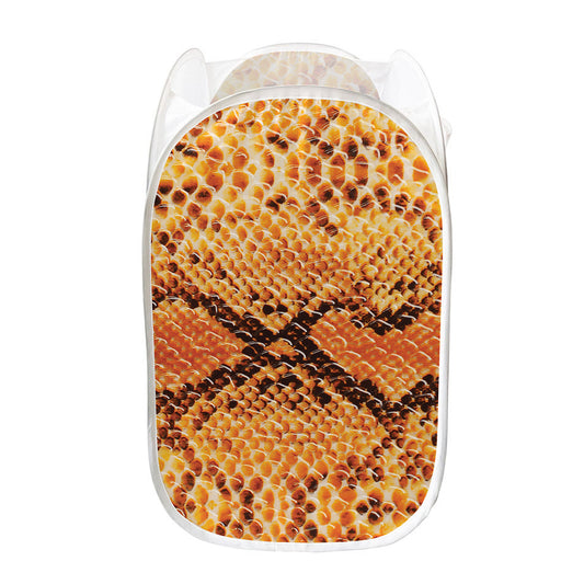 Orange Snakeskin Print Mesh Laundry Hamper