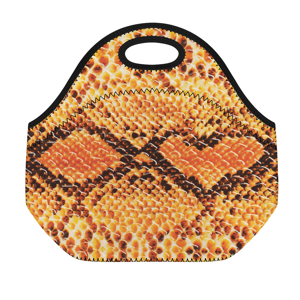 Orange Snakeskin Print Neoprene Lunch Bag