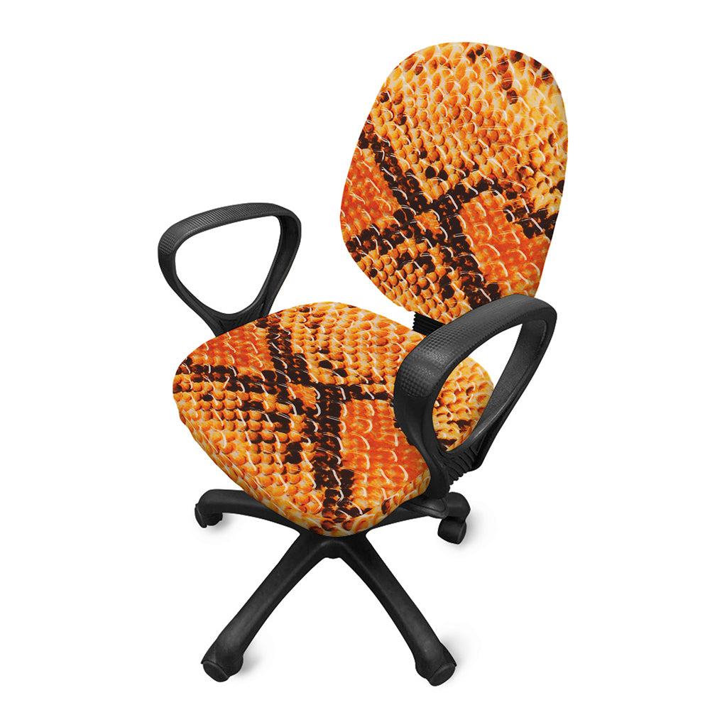 Orange Snakeskin Print Office Chair Cover
