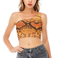 Orange Snakeskin Print One Shoulder Crop Top