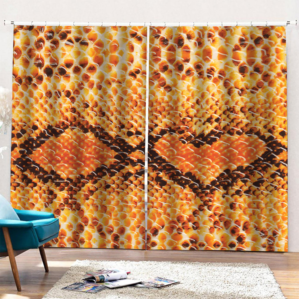 Orange Snakeskin Print Pencil Pleat Curtains