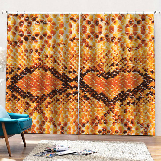 Orange Snakeskin Print Pencil Pleat Curtains