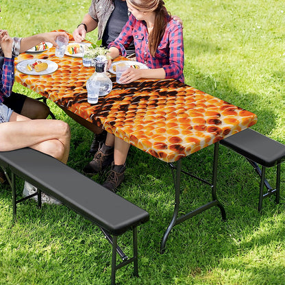 Orange Snakeskin Print Picnic Table Cover