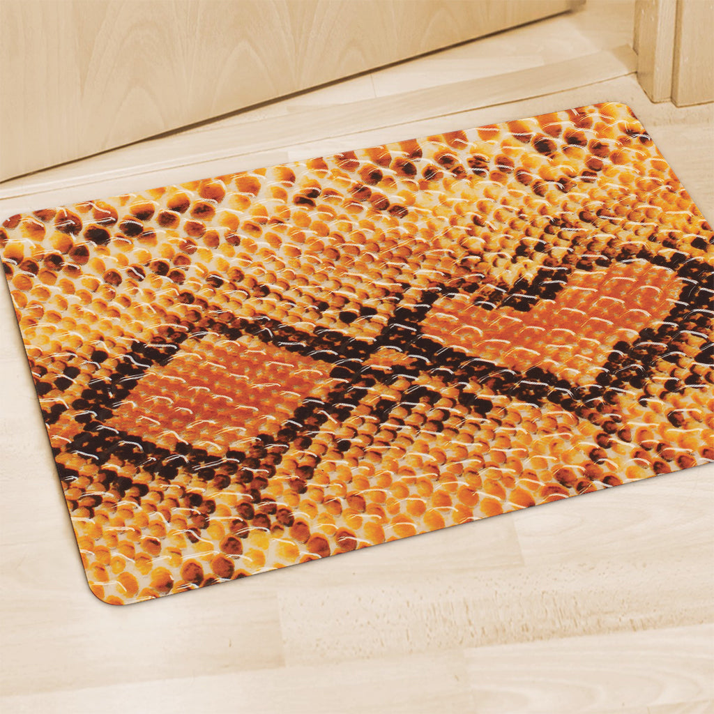 Orange Snakeskin Print Polyester Doormat