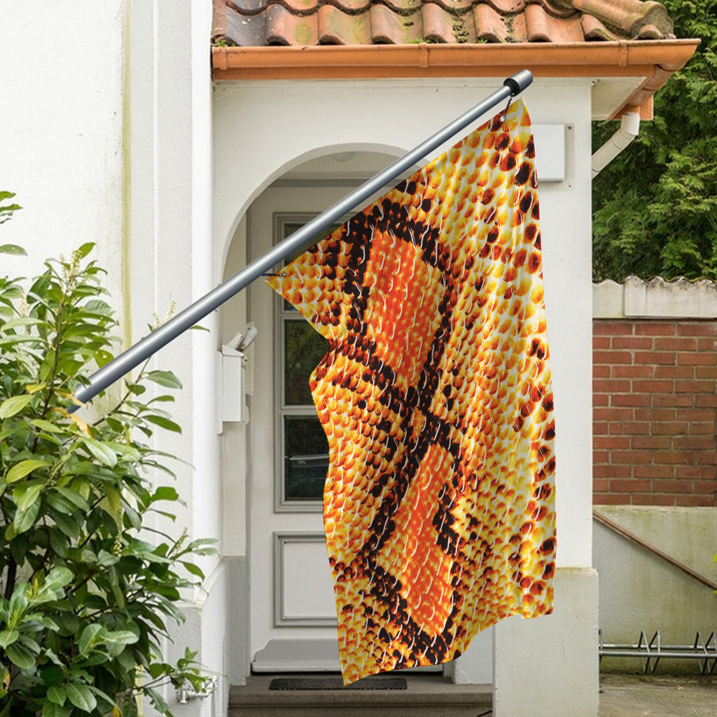 Orange Snakeskin Print Polyester Flag