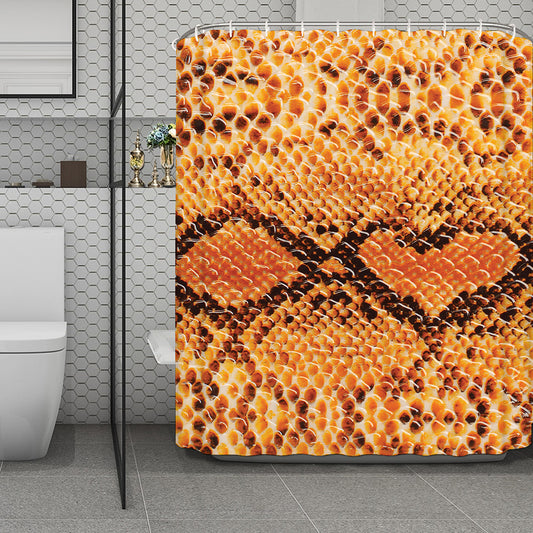 Orange Snakeskin Print Polyester Shower Curtain