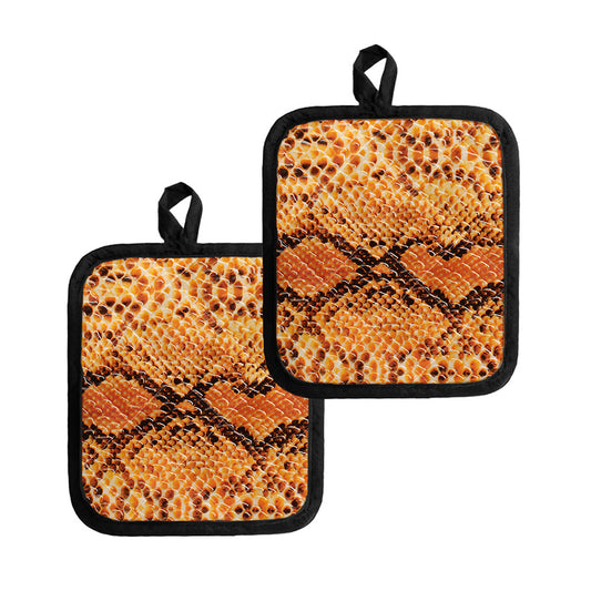 Orange Snakeskin Print Pot Holders