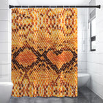 Orange Snakeskin Print Premium Shower Curtain