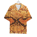 Orange Snakeskin Print Rayon Hawaiian Shirt