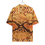 Orange Snakeskin Print Rayon Hawaiian Shirt