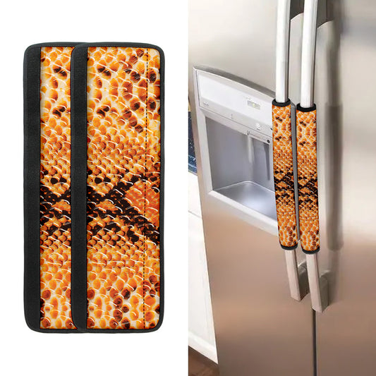 Orange Snakeskin Print Refrigerator Handle Covers