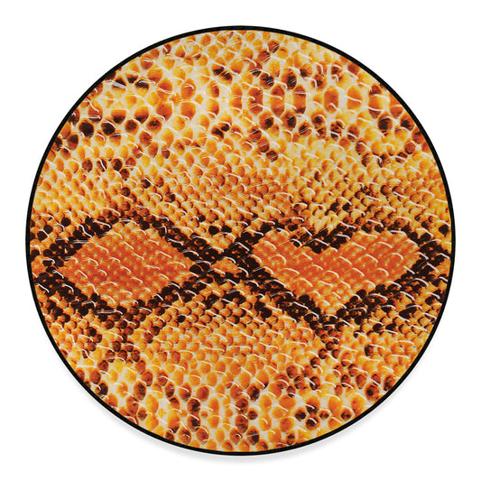 Orange Snakeskin Print Round Floor Mat