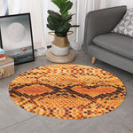 Orange Snakeskin Print Round Rug