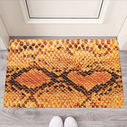 Orange Snakeskin Print Rubber Doormat