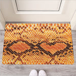 Orange Snakeskin Print Rubber Doormat
