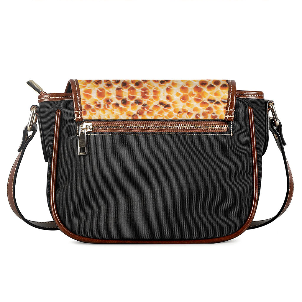 Orange Snakeskin Print Saddle Bag