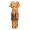 Orange Snakeskin Print Short Sleeve Long Nightdress