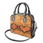 Orange Snakeskin Print Shoulder Handbag