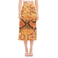 Orange Snakeskin Print Side Slit Midi Skirt