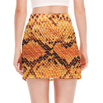 Orange Snakeskin Print Side Slit Mini Skirt