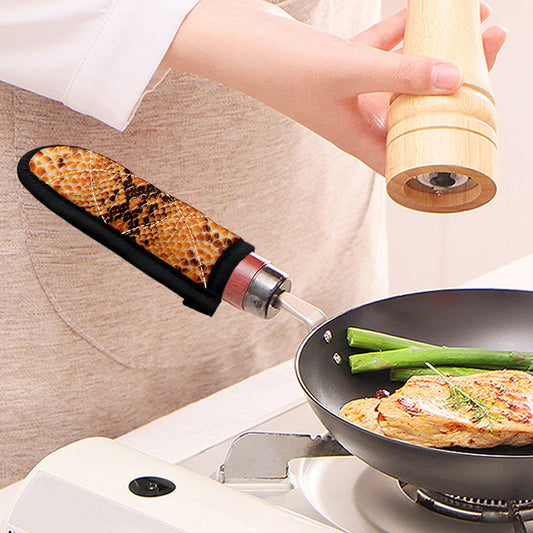 Orange Snakeskin Print Skillet Handle Cover