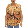 Orange Snakeskin Print Sleeveless Baseball Jersey