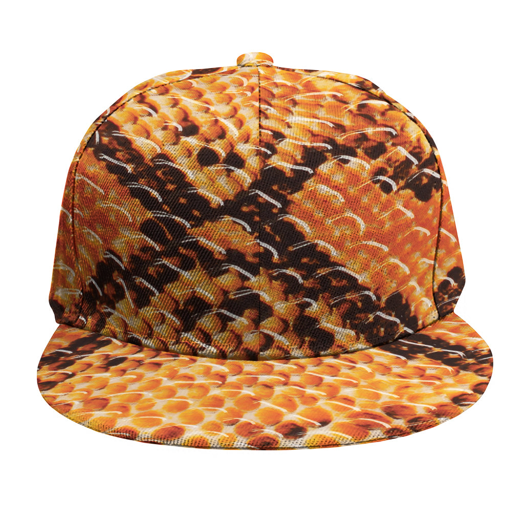 Orange Snakeskin Print Snapback Cap