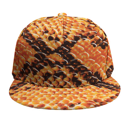 Orange Snakeskin Print Snapback Cap